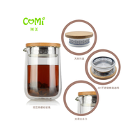 Service à thé de voyage écologique en verre borosilicate double haute qualité, 500 ml, avec théière et quatre tasses, style Kung Fu chinois, portable
