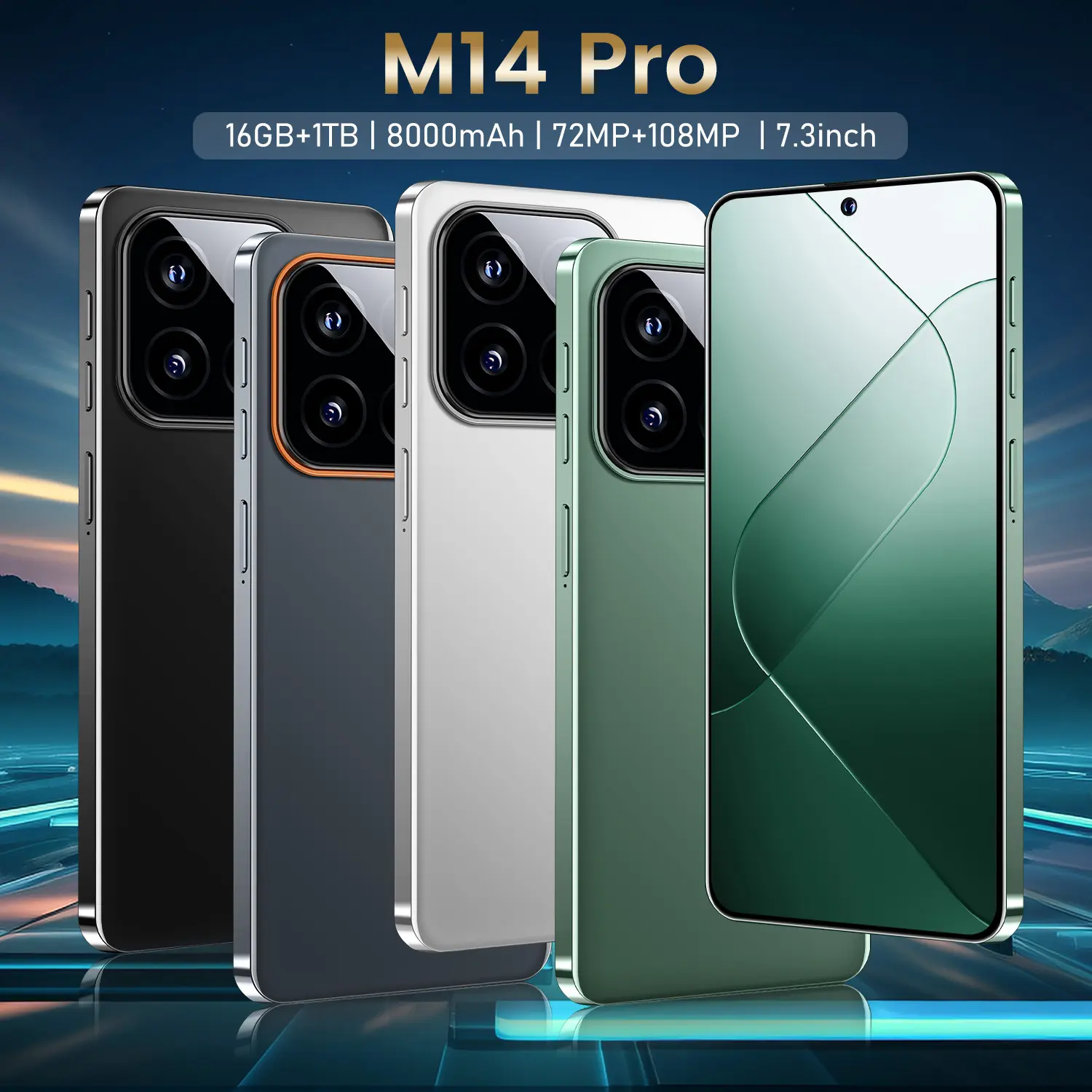 M14 pro ricarica rapida 256G 512G grande memoria High-end Smart Phone 4g 5g HD Dual 16GB 1TB Android Mobi