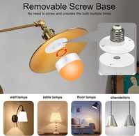 Ampoule LED SMD E27/E26 rechargeable RGB, télécommande sans fil, installation facile, usage résidentiel, dimmable, garantie de 3 ans