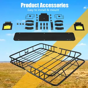 43 Inch 4x4 Iron Steel Extension Offroad Suv Car Top Roof Universal Luggage Bag Cargo Rack Holder Carrier Basket