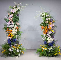 Rose en soie blanche et bleue avec Arrangement de fleurs artificielles vertes Fleurs d'arc de mariage pour décor d'événement de mariage