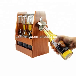 Porte-bière <span class=keywords><strong>en</strong></span> <span class=keywords><strong>bois</strong></span> conçu sur mesure Six Pack Porte-<span class=keywords><strong>bouteille</strong></span> avec ouvre-bar Accessoires avec logo et forme du client - Product Image 5