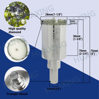 2 embouts de scie cloche en céramique de 28mm à tige hexagonale pour scie cloche en diamant électrolytique