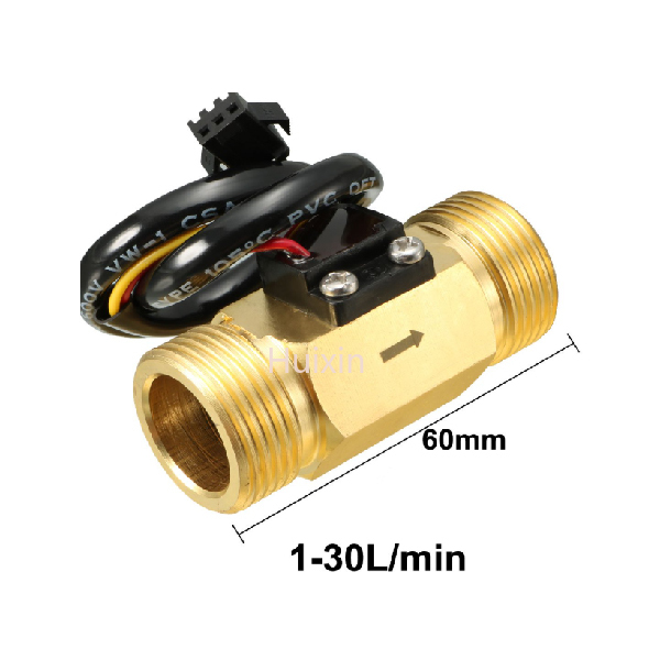 Hot G1/2" Hall Effect Liquid Water Flow Sensor Switch Flowmeter Counter Meter 5V 60mm 1-30L/min