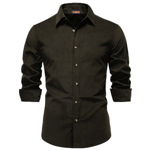 <span class=keywords><strong>Camisa</strong></span> de Hombre <span class=keywords><strong>para</strong></span> Otoño e Invierno, Nueva, Color Sólido, 100% Algodón, Estilo Casual de Negocios, Cuello de Solapa, Manga Larga, Formal, Versátil - Product Image 3