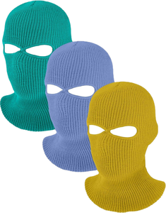 Balaclava en tricot personnalisée avec logo brodé, pour l'hiver, à trois trous, pour hommes et femmes, pour les sports - Product Image 4