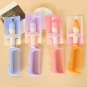 Peigne à cheveux doux en plastique couleur macaron, antistatique, grand format, pour voyage - Product Image 3