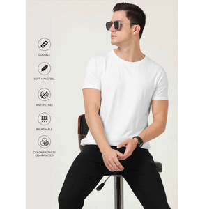 T-shirt à col rond et manches courtes 180 GSM Doux Confortable Durable Respirant Haute qualité Vêtement décontracté Parfait pour les hommes en plein air - Product Image 3