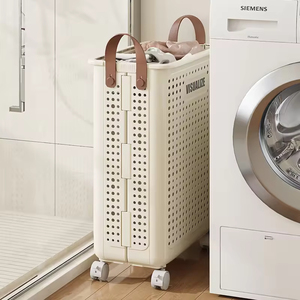 Chất lượng cao mạnh mẽ bền nhựa lưới quần áo giỏ giặt cản trở giỏ cho lưu trữ nhà sử dụng với bánh xe - Product Image 5