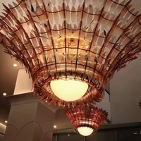 Lustre LED moderne en plumes, suspension en verre de Murano soufflé à la main avec hauteur réglable pour plafond de villa