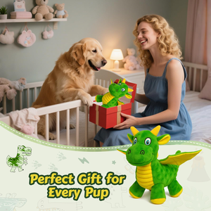 Jouet pour chien Instock Bubble Tough Chew Guard, jouet en peluche souple et durable, vert, en forme de dragon, qui couine, pour les grands chiens - Product Image 6