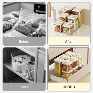 UFORU Contenant Alimentaire Organisateur de cuisine Récipient alimentaire en plastique hermétique avec couvercles Récipients de stockage des aliments - Product Image 4