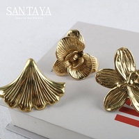 Poignées en laiton plaqué or poli Santaya, formes de feuilles et de fleurs, pour armoires de cuisine, tiroirs de chambre et meubles