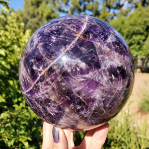 Commercio all'ingrosso regali artigianali naturale viola striscia sogno sfera ametista Meditaton minerale curativo cristallo lucido sfera per Fengshui - Product Image 6