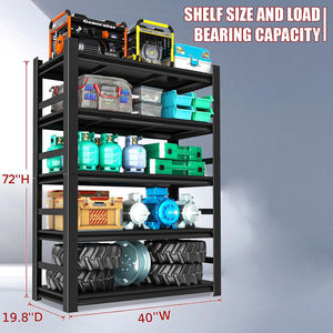 5 מדפים אחסון מתכווננת, 3300Lbs קיבולת פלדה כבדה מדף עבור מחסן, שחור. 72 "h x 40" w x 19.8 "d - Product Image 2