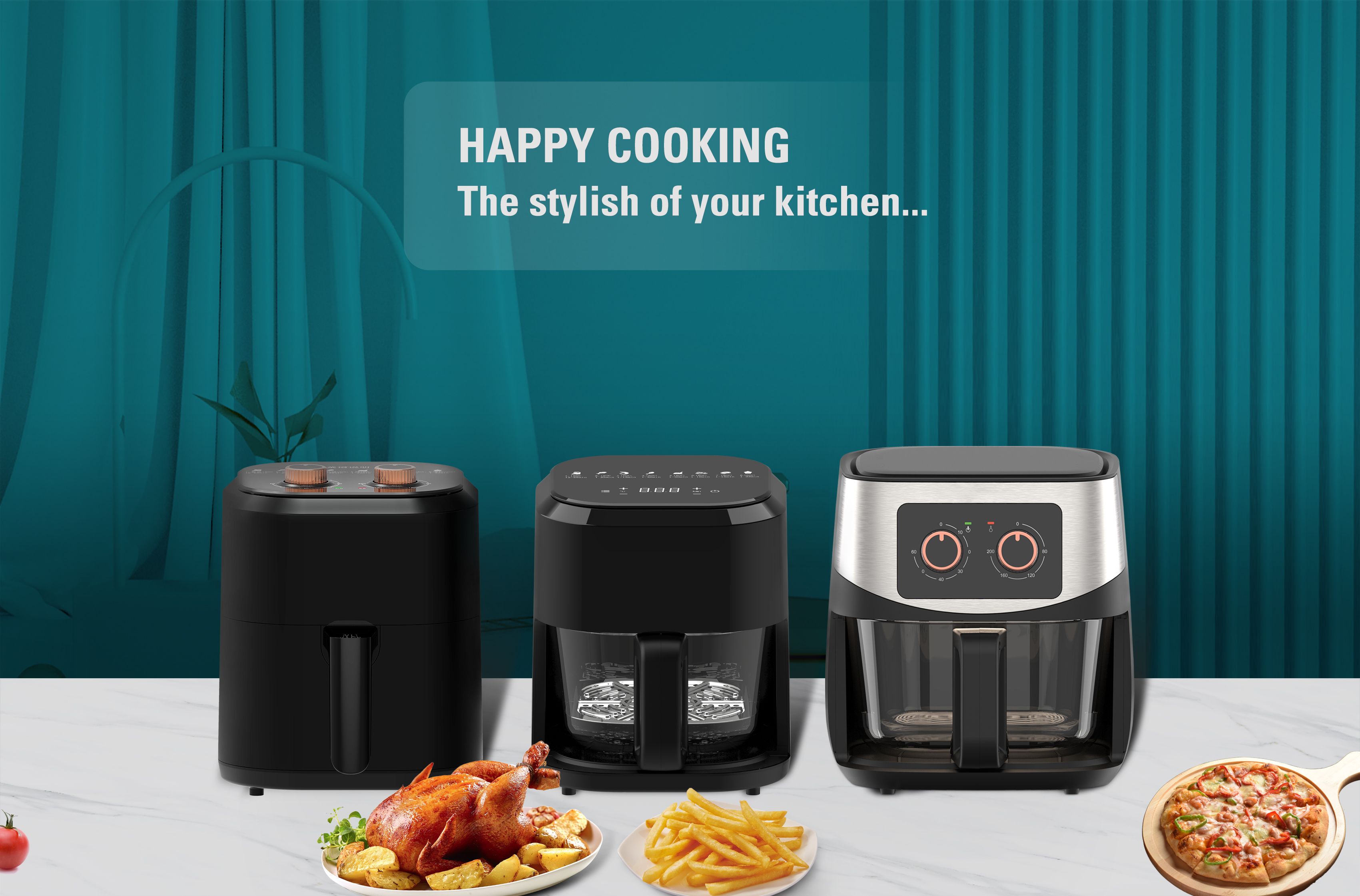 New Product Mini Household Appliances Digital Display Panel Air Fryer - Non Stick Visual Air Fryer
