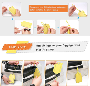 Étiquettes de bagages en cuir PU vierge personnalisées, étiquette d'identification de nom, étiquette de valise avec cornet élastique pour sac de voyage - Product Image 5