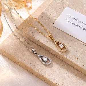 Nuevo collar geométrico de circón minimalista francés para mujer, collares de gota de agua fría Ins, colgantes de moda con lágrimas de hadas para joyería - Product Image 4