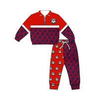 Ensemble de survêtement pour enfants à motif damier, avec logo personnalisé d'équipe de sport, comprenant un sweat-shirt, un pantalon de jogging et une veste