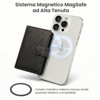 Porte-cartes minimaliste en aluminium avec fonction MagSafe pour iPhone, blocage RFID, portefeuille intelligent en cuir PU Saffiano pour homme, portefeuille en métal