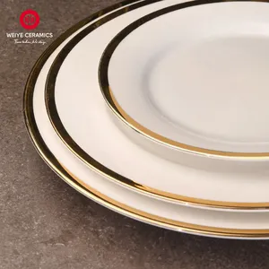 WEIYE 10 Inch Gold Rim Sublimation Blank Ceramic Plate Home Decorative Plates