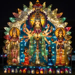 Hindistan Darga dini festivali büyük açık buda bina 3d ışıkları