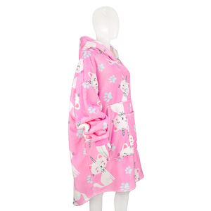 Vente en gros de couvertures à <span class=keywords><strong>capuche</strong></span> en flanelle épaisse pour adultes et enfants, motif chat rose mignon et <span class=keywords><strong>licorne</strong></span>, couverture portable - Product Image 2