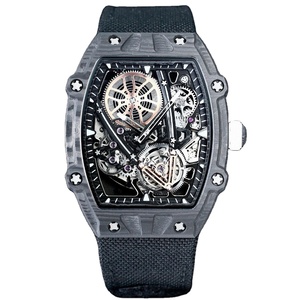 Reloj Mecánico Tourbillon Unisex de Lujo con Correa de Nylon Negra Estilo 27-05, Caja de Carbono, Esfera de Cristal de Zafiro y Diseño Esqueleto, Grado 5A - Product Image 1