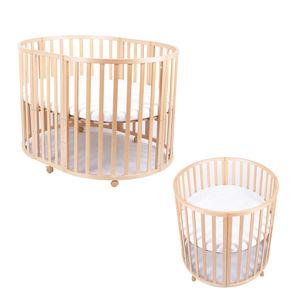 Set di Mobili per Cameretta NZMAN Approvati FSC, <span class=keywords><strong>Culla</strong></span> Convertibile 3 in 1 per Neonati, Lettino Ovale in Legno con Ruote - Product Image 6