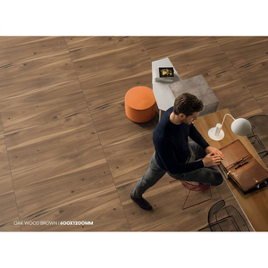 Azulejos de Porcelana Vistaar Oak Wood Choco 600x1200mm con Aspecto Rústico de Madera, Azulejos Esmaltados para Piso y Pared de 60x120cm, India - Product Image 5