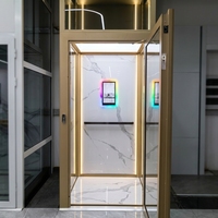 Puerta Batiente Eléctrica Dorada de Diseño Moderno para Elevadores, Ideal para Hogares, Villas, Supermercados y Almacenes