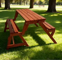 Ensemble de table et de bancs de pique-nique pliants en bois, meubles de jardin pour le camping en plein air, imperméables, anti-corrosion, utilisables par tous les temps