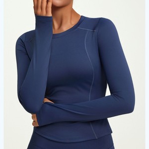 <span class=keywords><strong>T</strong></span>-<span class=keywords><strong>shirt</strong></span> de sport à manches longues pour <span class=keywords><strong>femme</strong></span> avec logo personnalisé, vente en gros OEM, yoga, pilates, taille plus, XXXL - Product Image 2