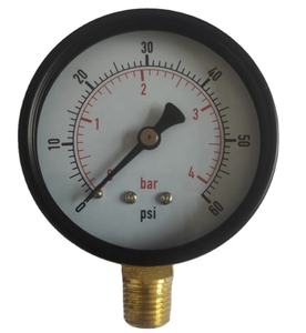 0-4 바 60mm 블랙 스틸 쉘 황동 연결 건조 압력 게이지 - Product Image 1