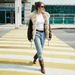 Giacca Invernale da Donna Calda <span class=keywords><strong>e</strong></span> Spessa, Casual, in Finta Pelle Scamosciata Imbottita in Cotone con Grande Collo in <span class=keywords><strong>Pelliccia</strong></span> - Product Image 5