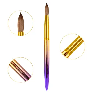 High Quality Plating Purple And Gold Gradient Colour #2~#24 100% Pure Kolinsky Acrylic Nail Art Brush Set Packages
