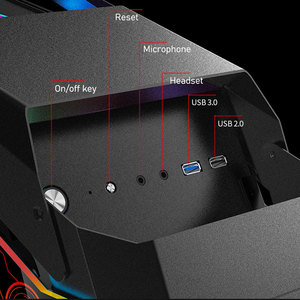 Boîtier d'ordinateur PC tendance OEM d'usine MATX Full Tower & <span class=keywords><strong>Gaming</strong></span> avec éclairage LED et ventilateur RVB, prend en charge la carte mère Micro ATX - Product Image 6