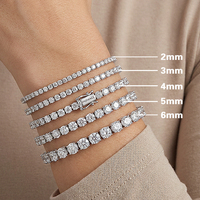 Toptan fiyat 2- 6mm 925 gümüş kaplama beyaz altın DEF Vvs elmas zincir Moissanite tenis zincir bilezik kız veya kadınlar için
