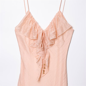SHENZHU Nouvelle collection été 2025 – Robe midi à bretelles pour femme, style doux et tendance, col en <span class=keywords><strong>V</strong></span>, superposition décorative, modèle <span class=keywords><strong>Su</strong></span> Sui 5029107 - Product Image 3
