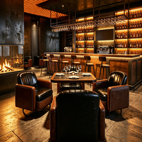 Canapé de bar à cigares vintage, style Old Money, pour café western et bar à cocktails, ensemble table et chaises de réception commerciales