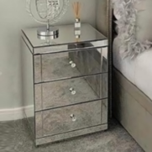 Bedroom Furniture 3 Drawer <strong>Bedside</strong> Table Silver <strong>Mirrors</strong> Europe Design Night Stand Accent Table - Product Image 6