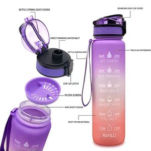 Botella de Agua Deportiva de Tritán de 600 ml, a Prueba de Fugas, Libre de BPA, para Niños, <span class=keywords><strong>con</strong></span> Marcador de Tiempo, 20 oz - Product Image 4