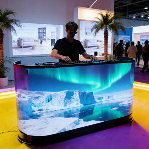 จอ LED แบบโค้งเคลื่อนที่สำหรับงานแสดงสินค้า ดีเจบูธ 3 มิติ พร้อมล้อเลื่อน <span class=keywords><strong>ราคา</strong></span>โรงงาน P1.9 - Product Image 1