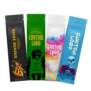 Resealable Logo Packaging Printed Design Zipper Custom Flower Leaf Wrapper Packaging Tubes Dispensary Bag