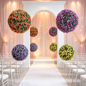 Boule de fleurs artificielles en plastique réaliste, rose, suspendue, pour mariage, Saint-Valentin, remise de diplôme, décoration de la maison et du <span class=keywords><strong>jardin</strong></span> - Product Image 1