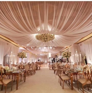 Tissu transparent blanc suspendu plafond voile rideaux rideaux <span class=keywords><strong>mariage</strong></span> arc décoration voile rideaux - Product Image 6