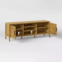 Meuble de salon en rotin, Table d'unité TV en osier, meuble Tv moderne en rotin avec pied en bois massif