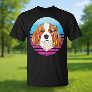 Camiseta Cavalier King Charles Spaniel con diseño de perro en acuarela, color negro, corte unisex - Product Image 3