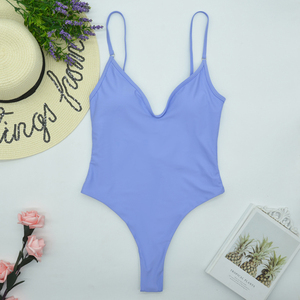 <strong>Slim</strong> Sexy Solid Color One Piece Bikini 2024 New Deep v High Cut Backless Beach <strong>Swimsuit</strong> - Product Image 5