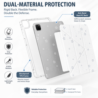Étui pour iPad à imprimé étoiles, support pliable en Y, dos rigide transparent en PC, cadre antichoc en TPU, housse de protection pour tablette réglable multi-angles